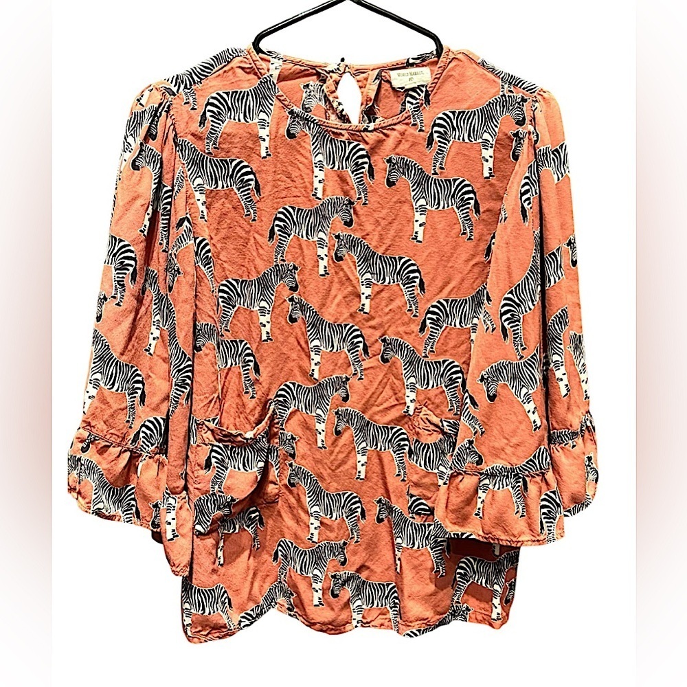 World market Zebra Print Women's Top - Orange SMALL & MEDIUM